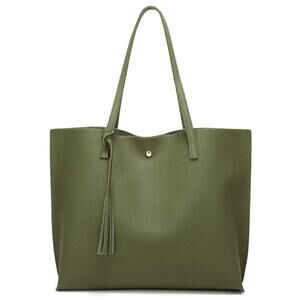 Women's Soft Faux Leather Tote Shoulder Bag from, Big Capacity Tassel